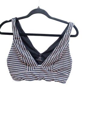 Victorias Secret Striped Bralette Large Black & Pink Stretch Cotton 1939